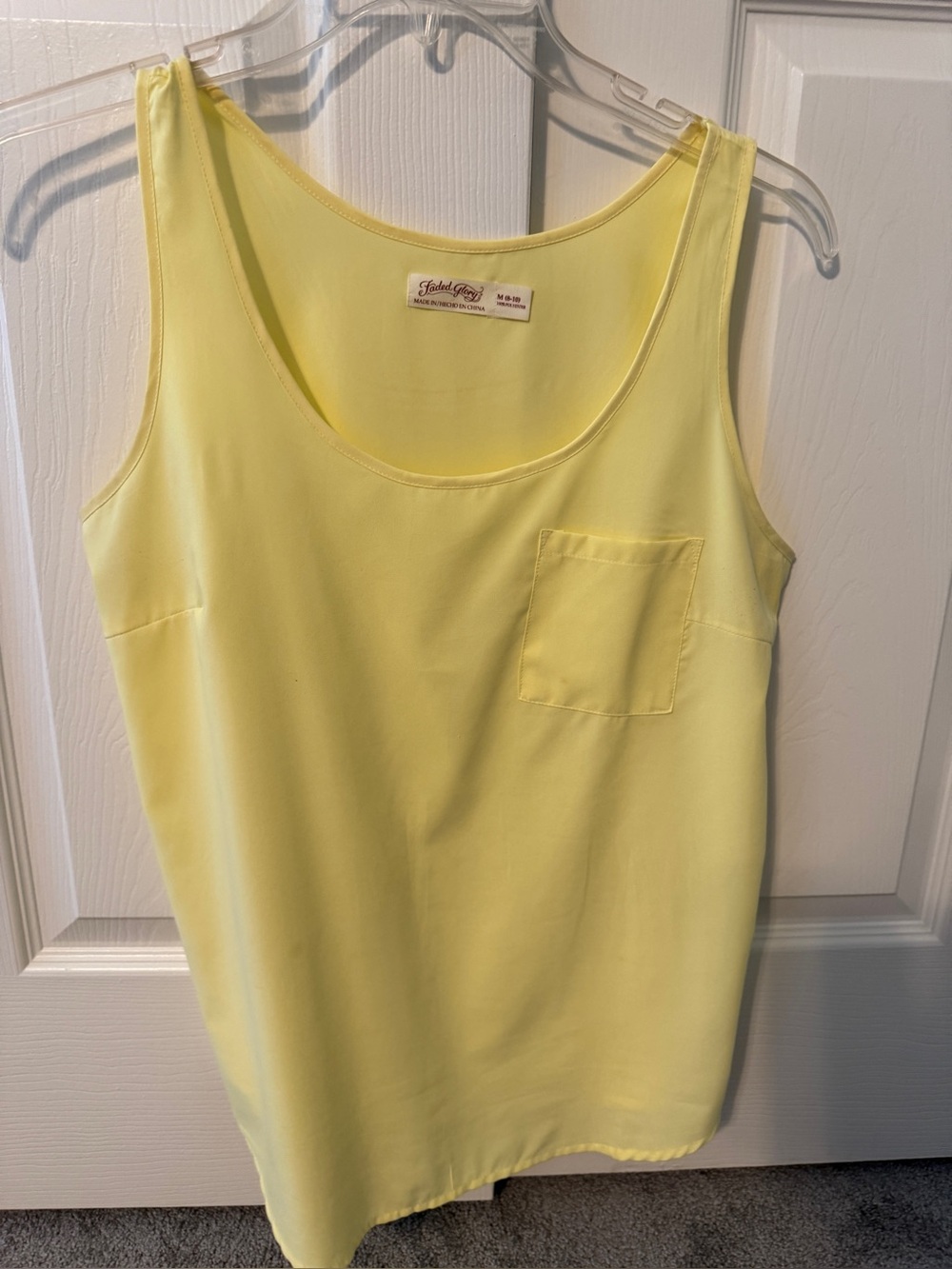 Faded Glory Light Yellow Sleeveless Pocket Tank
